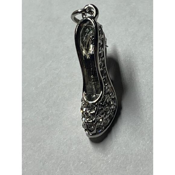 Stiletto High Heel Pump Shoe Charm Bracelet. Necklace.Faux Diamond Silver tone - Picture 3 of 4